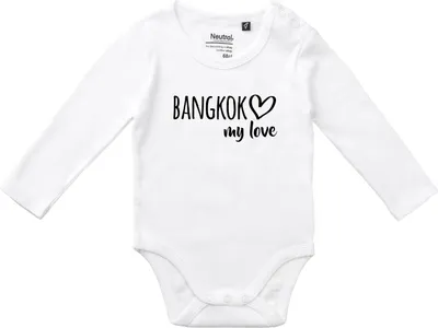 Produktbild von Huuraa Baby Body Bangkok my love 62 White  Baumwolle Fairtrade Langarmbody Geschenkidee