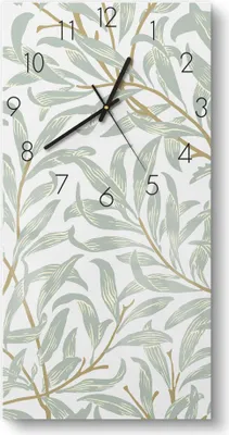 Produktbild von DEQORI Glasuhr 30x60 cm Zahlen 'Dekorative Weidenzweige' Wanduhr Glas Uhr Design leise