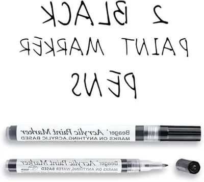 Productafbeelding van Acrylstiften Set - Permanente Markers - Creatief Tekenen - Extra Fijne Punt - 2 Stuks - Zwart