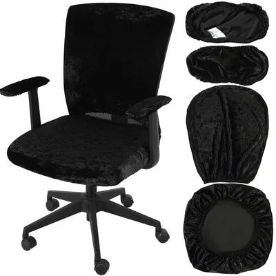 4er-Set Bürostuhlbezug, Stretch, mit Armlehne, Schwarz
