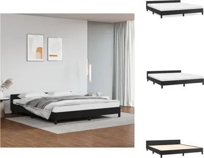 Immagine prodotto di vidaXL Struttura letto con testiera nera 180x200 cm in Pelle finta - Letti e strutture letto