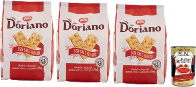 Produktbild von Doria Cracker Doriano conIodato, Crackers salati Salzgebäck gesalzen kekse gebäck 3x 700 g + Italian Gourmet polpa 400g