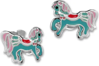 Image de TW Boucles d'oreilles pour enfants Bijoux 925 argent multicolore Cheval Boucles d'oreilles SDO8163H