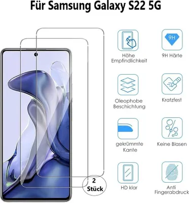 Produktbild von 2 Stück Panzerglas für Samsung Galaxy S22 5G HD Display Schutzglas Bildschirm Schutzfolie