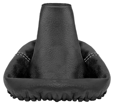 Produktbild von Schaltsack Naht grau Schaltmanschette passend für VW Polo 9N 100% Echtleder Schwarz