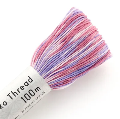 Productafbeelding van Olympus Sashiko Draad Dun katoen, strengen, kleur 192, gemengde kleuren, bubblegum, ca. 100 m, gemaakt in Japan