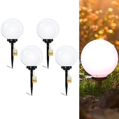Produktbild von LUMILED solárne svetlá záhrada sada 4 solárnych lámp so zemným hrotom LED solárna lampa pre exteriér studená biela 6500K solárne záhradné svetlo 30 cm solárne LED cestné svetlá zemné svetlo 4 kusy