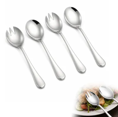 Salatbesteck-Set, 4-teilig, Edelstahl, 2 Löffel + 2 Gabeln