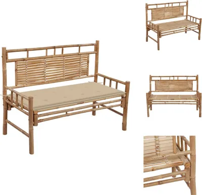 Obrázok produktu pre vidaXL Záhradná lavica s vankúšom 120 cm bambus - Záhradné lavice