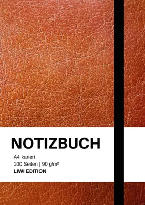 Produktbild von Notizbuch A4 kariert - 100 Seiten Soft Cover braun -Papier