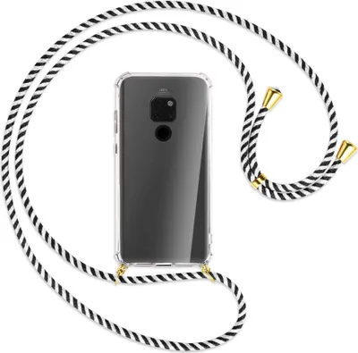 Produktbild von Handykette Backcover-Schutzhülle mit Band (Metall goldfarben) für Huawei Mate 20 - rosa Karo