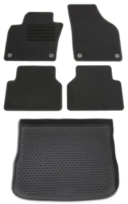 Produktbild von Gummi-Kofferraumwanne + Fußmatten Set für VW Tiguan 5N, Bj. 10/2007-2016