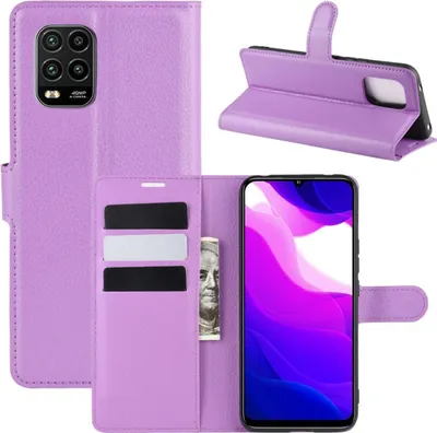 Produktbild von Schutzhülle für Xiaomi Mi 10 Lite 5G Case Handy Hülle Cover Case Schutztasche Wallet, Farbe:Violett