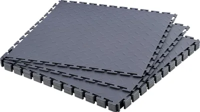 Produktbild von VEVOR PVC Garagenboden, 8er-Pack 513x513x5 mm, Werkstattboden, Industrieboden, Klick Verlegung, rutschfeste PVC-Matten mit Diamantplatte für Werkstatt, Lager, Werkzeugraum, Graphitgrau