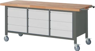 Produktbild von STIER Fahrbare Werkbank Premium mit 9 Schubladen BxTxH 2000x700x880mm