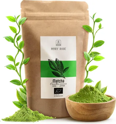 Produktbild von Mary Rose – Matcha Tee Bio Japan 100g – Grüner Tee Pulver aus Kagoshima - Reich an Umami, Energie, Antioxidantien - Schattenanbau - für Latte, Backen