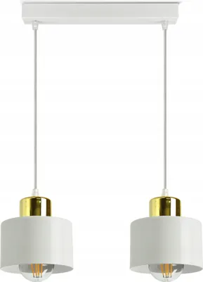 Produktbild von LUXOLAR - Led Pendelleuchte 2-flammig - Deckenleuchte Weiß-Gold E27 60W - Hängelampe für Wohnzimmer, Küchen - Weiß Glas