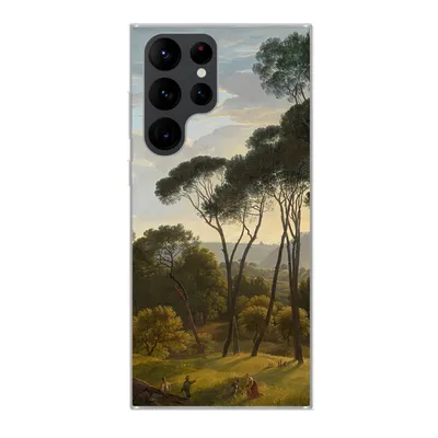 Produktbild von MuchoWow® Handyhülle Schutzhülle Hülle für Samsung Galaxy S22 Ultra Italienische Landschaft mit Zirbelkiefer - Gemälde von Hendrik Voogd Silikon Softcase Handy Hülle - Abbildung