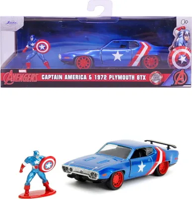Produktbild von Jada Modellauto Hollywood Rides Marvel Captain America mit Figur 1:32 253223024