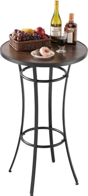 Zdjęcie produktu dla Okrągły stół barowy do użytku na zewnątrz, stół bistro o wysokości 60 cm, stoły ogrodowe z łatwym w czyszczeniu blatem i solidną metalową ramą, wysokie stoły barowe do wnętrz o niewielkiej powierzchni, kuchnia