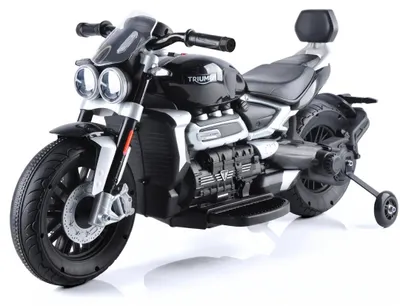 Produktbild von Triumph Rocket 3GT Kinder Elektro Motorrad 12V (2–5 Jahre) – Offiziell Lizenziert, mit Stützrädern, 2 Motoren, LED & Sound – Elektro Kindermotorrad Schwarz