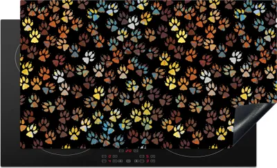 Produktbild von KitchenYeah© Herdabdeckplatte Muster - Hunde - Pfoten - Jungen - Mädchen - Kinder - Kinder , 91x52cm, Küche Deko, Glaskeramikkochfeld Herdabdeckung, Abdeckplatte fùr Kochfeld
