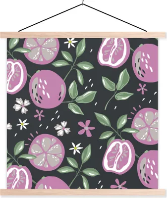 Produktbild von MuchoWow® Textilposter Sommer - Blumen - Rosa 120x120 cm mit holzfarbenen Rahmen - Textil-Poster