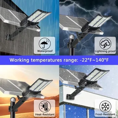 Zdjęcie produktu dla Oświetlenie uliczne zasilane energią słoneczną - bateria 30000 mAh - reflektor LED o mocy 9000 W - wodoszczelność IP65