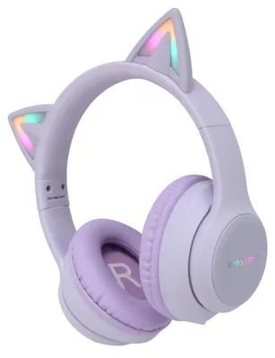 Productafbeelding van imoshion Draadloze Kinderkoptelefoon LED Light Cat Ear - Decibelbegrenzer - Met AUX kabel - Lavender Lilac
