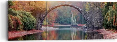 Produktbild von Bild auf Leinwand - Leinwandbild - 3 Teile - Garten Rhododendren Brücke - 90x30cm - Wand Bild - Wanddeko - Wandbilder - Leinwanddruck - Bilder - Wanddekoration - Leinwand bilder - CA90x30-4660