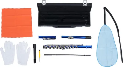 Produktbild von C-Flöte, Kupfernickel, heller Klang, Anfänger, Studenten, geschlossenes Loch, 16 Löcher, mit Reinigungsset, tragbare Tasche, Handschuhe, Stimmstab