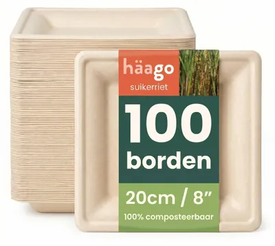 Imagen del producto de Platos desechables de bagazo, 20 cm, ecológicos y compostables
