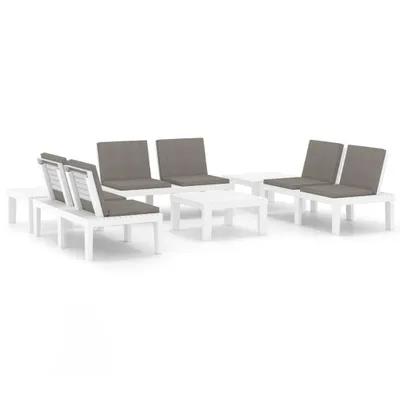 Produktbild von 6-tlg. Garten-Lounge-Set mit Auflagen Kunststoff Weiß