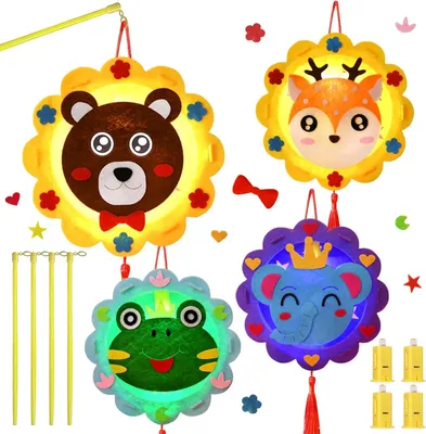 Immagine prodotto di Kit per creare lanterne fai-da-te per bambini, confezione da 4 lanterne per bambini con supporto, set creativo per lanterne per bambini