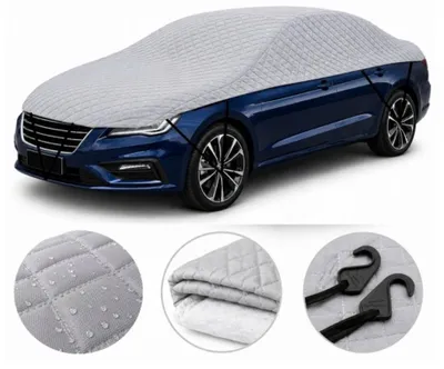 Productafbeelding van CarPassion Autohoes - Half Cover - Beschermhoes - Waterdicht & Vorstbestendig - Maat XL - Grijs - 472-500 cm