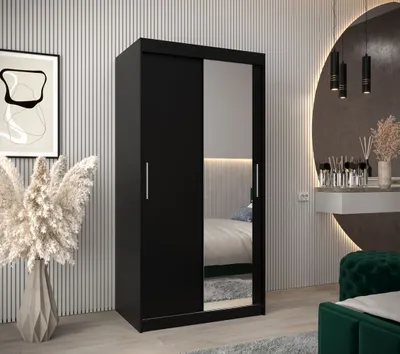 Produktbild von Schwebetürenschrank mit einer Breite von 100 cm TIMEA 2 – Schwarz