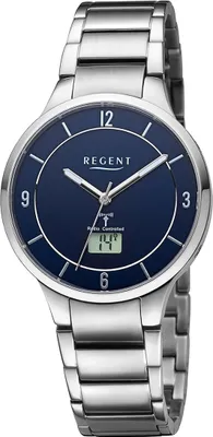 Produktbild von Regent Metall Herren Uhr Armbanduhr Quarz silber Funkuhren D2URFR290