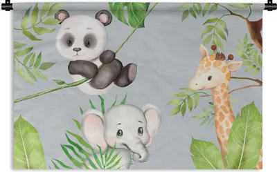 Produktbild von MuchoWow® Wandteppich Wandbehang Dschungel - Blätter - Tiere 90x60 cm Tapisserie Dekoration Wandtuch - Wandskulpturen - Bildteppich
