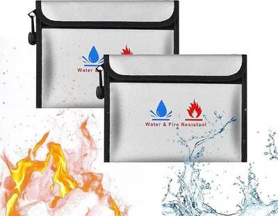Produktbild von Feuerfeste Dokumentenmappe - wasserdicht - 2 Stücke - grau - 23 x 17,5 cm