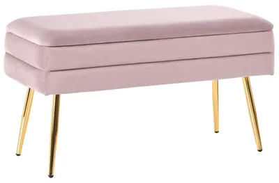 Produktbild von BELIANI Bank Rosa/Gold mit Stauraum aus Samtstoff mit Metallbeinen in Glamour-Optik Wohnzimmer Schlafzimmer Rechteckig Modern