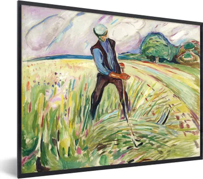 Produktbild von MuchoWow® MuchoWow® Gerahmtes Poster Der Heuwender - Edvard Munch 40x30 cm - Poster mit zchwarzem Bilderrahmen - Kunstposter - Wanddekorationen