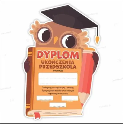 Zdjęcie produktu dla Dyplom kształt ukończenia przedszkola sowa (5szt) - LearnHow