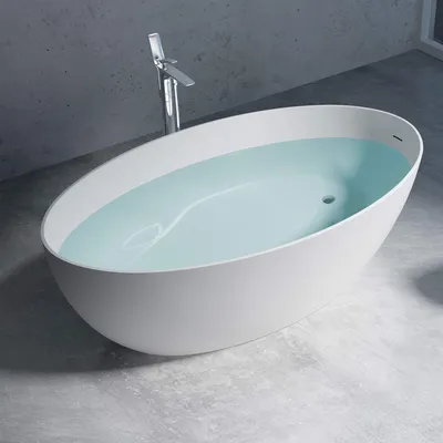 Image de doporro Baignoire îlot ovale 170cm blanc mate Vicenza902 en résine 170x60x56