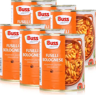 Produktbild von Buss Fusilli Bolognese mit Schweinefleisch 800g - Fertiggericht (6er Pack)