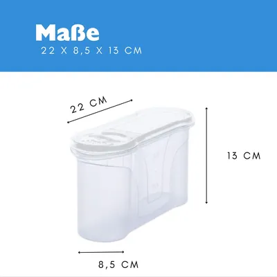 Obrázok produktu pre Novaliv dózy na sypané potraviny SET 2 dóz na sypané potraviny 1,3 l - Rozmery (d x š x v): 22 x 13 x 8,5 cm - Dóza s vekom 1 l na müsli múku cukor dózy kuchynský organizér dózy na potraviny
