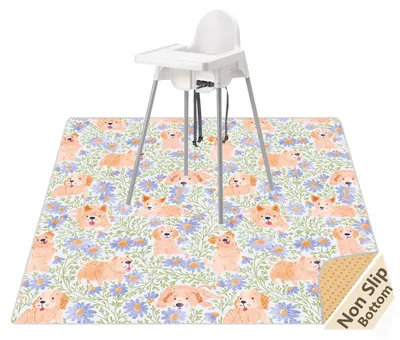 Zdjęcie produktu dla Elzusha - Wodoodporna, antypoślizgowa mata pod fotelik dla dziecka, 130 cm - wzór z psem