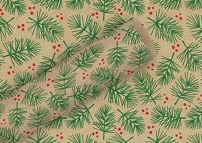 Produktbild von Braun & Company Geschenkpapier By Nature Kraft WH-Zweig rot 2 m x 70 cm