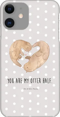 Produktbild von Mr. & Mrs. Panda Iphone 11 Handyhülle Otter Herz - Grau Pastell - Geschenk, Cover, Liebe, Hochzeitstag, Smartphone Hülle, Pro, Seeotter