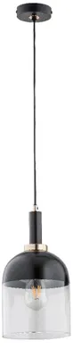 Immagine prodotto di Lampada a sospensione con dettagli dorati VENTO nera 1xE27x15W in metallo, dimensioni: 90x18x18 cm, IP20 Alfa