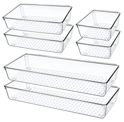 Schubladen-Organizer 6er-Set, durchsichtig, 38/23/15 cm, PET